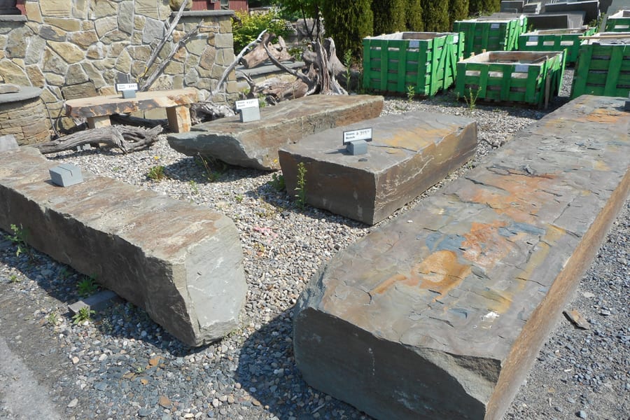 Stone Becnch rock examples at our New Jersey stone yard