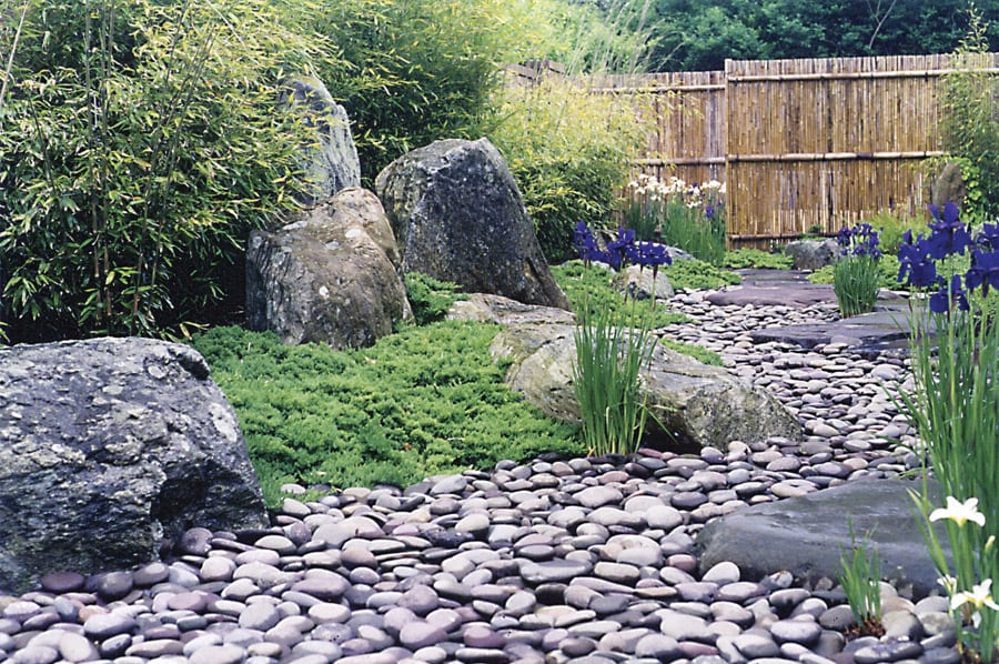 Sculptural Placement Rocks in a dry stream bed