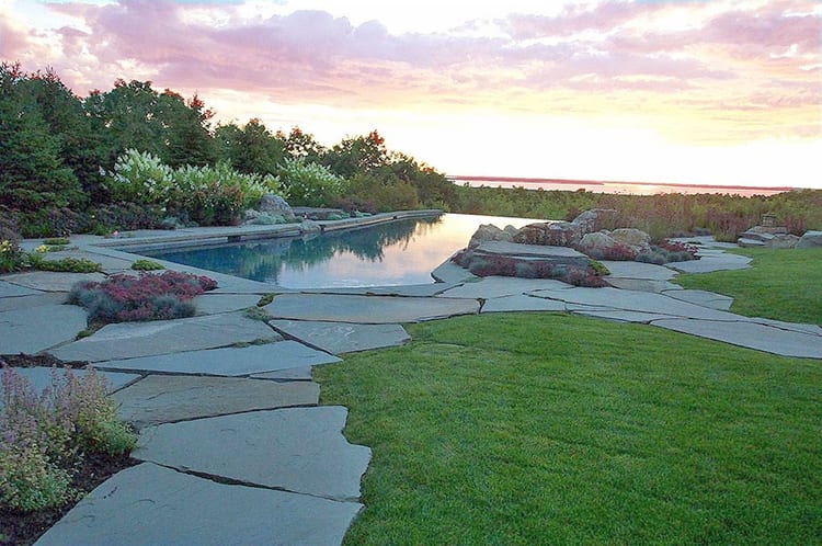 Large stone slabs used to make a pool deck