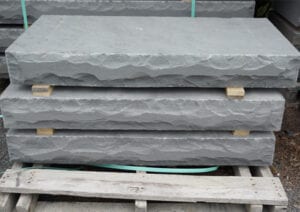 Rockfaced bluestone steps with a sawn thermal finish photo