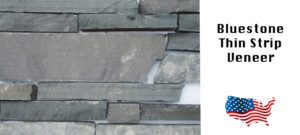 A closeup picture of of our BLUESTONE THIN STRIP VENEER BUILDING STONE THAT WE KEEP IN STOCK