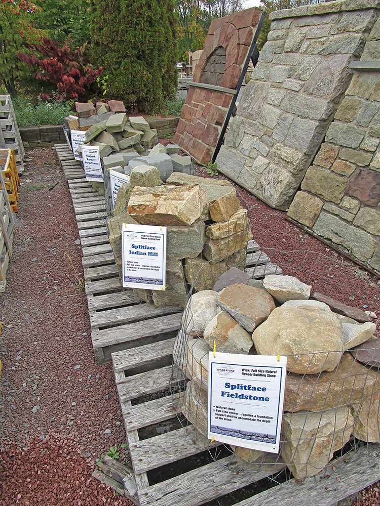 A picture of our full size veneer stone display area in our 15 acre NJ stone yard