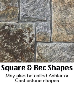 A picture of square and rectangular shaped veneer stone