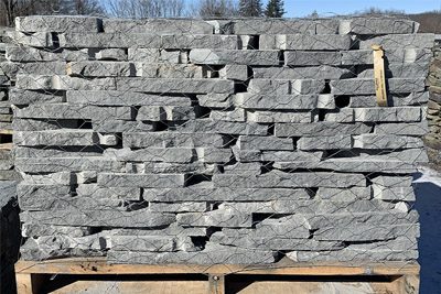 Apple Creek blue colored wall stone in pallets