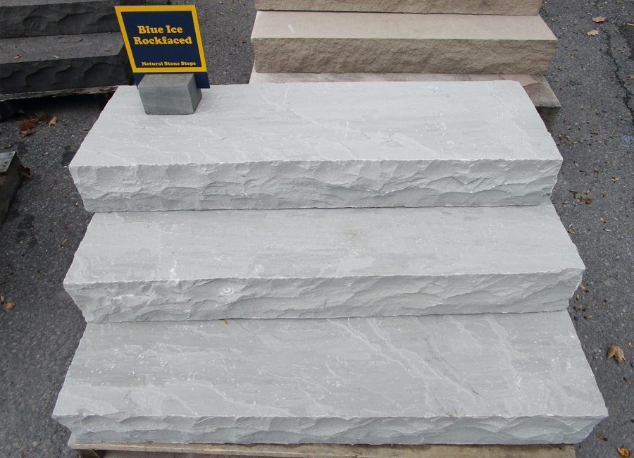 A picture of our Blue Ice Natural Stone Steps with rockfaced edges