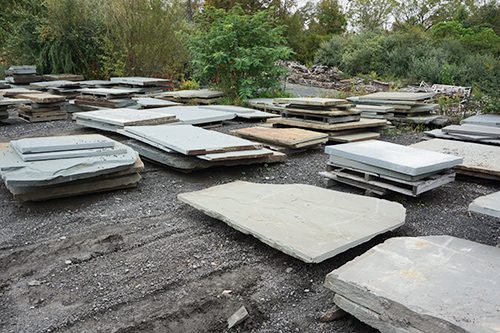 A picture of our bluestone and karney stone slab inventory