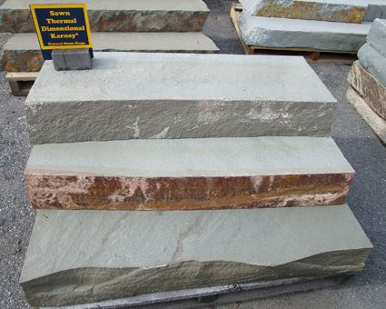 A picture of our sawn thermal dimensional (rectangular) natural stone steps