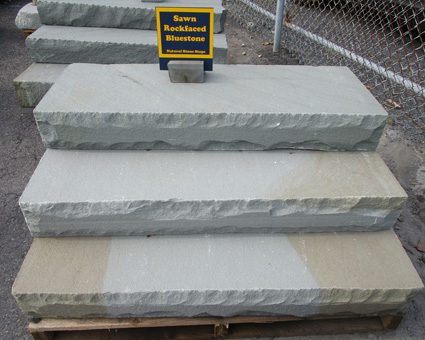 A picture of sawn thermal Rockfaced Bluestone steps