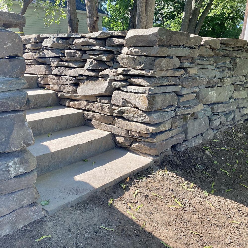 PA Colonial Wall Stone and Karney® Live Edge Steps - Photo Courtesy Of DC Freeman