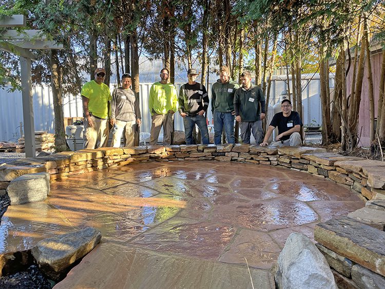 Picture of a finished patio from the stone workshop