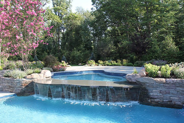 Bluestone waterfall spillrock in a NJ pool