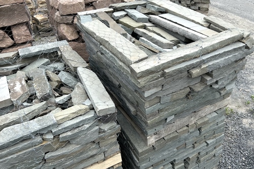 Pallets of our Bluestone veneer building stone