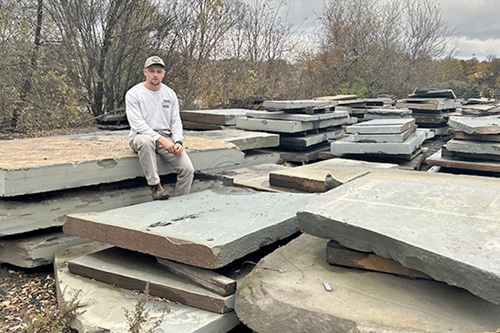 Bluestone slabs are large pieces of bluestone - up to 5 feet wide, 10 feet long and 8" thick