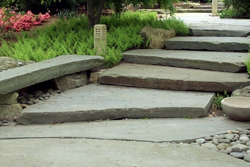 Bluestone slabs used a steps in a NY landscape