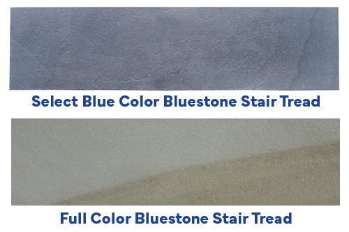 A Photo showing the bluestone stair tread color options we sell