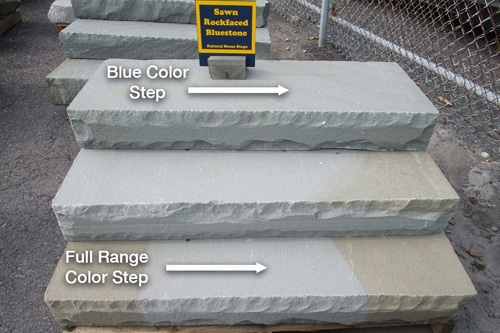 A PICTURE OF BLUESTONE STEPS SHOWING THE DIFFERENT COLOR CHOICES