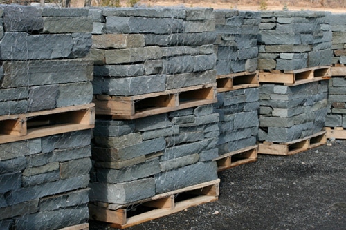 Pallets of our snapped Bluestone Wall Stone
