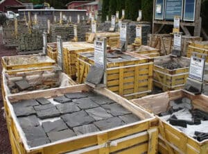 Pallets of veneer stone ready to go