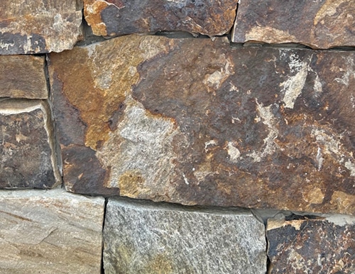 Square and rectangular shaped pieces of Carmel hill thin veneer stone