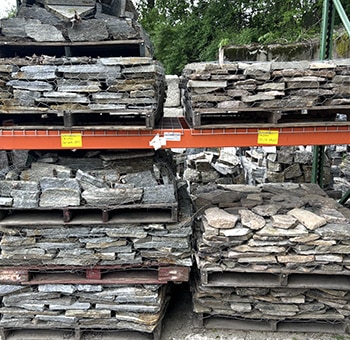 Sample pallets of in stock veneer stone