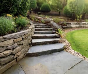 Karney® natural stone steps with an irregular front edge